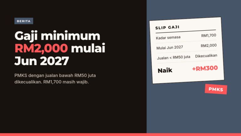 Kad slip gaji dengan kadar gaji minimum RM1,700 dan RM2,000