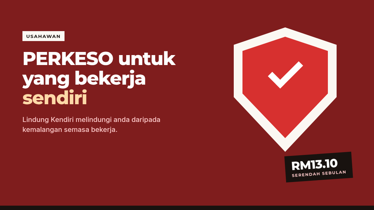 Ilustrasi perisai perlindungan PERKESO Lindung Kendiri