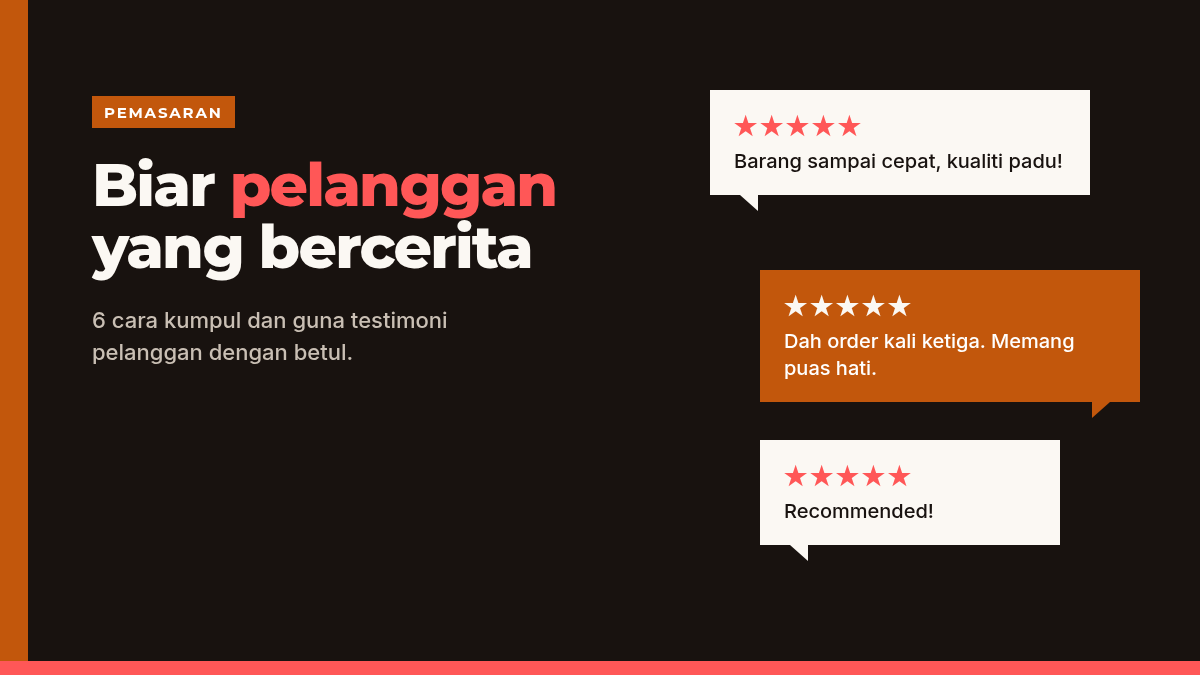 Gelembung mesej pelanggan dengan penarafan lima bintang